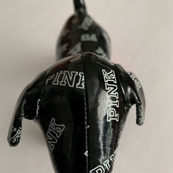 Victoria's Secret PINK Black & White Vinyl Dog Plush Limited Edition - Picture 4 of 7